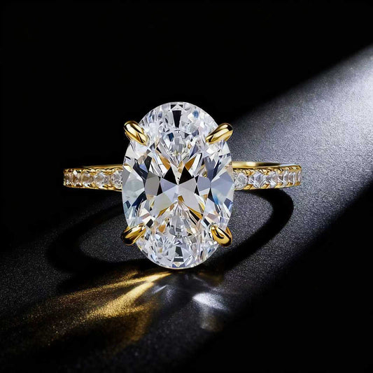 Moissanite ring on finger