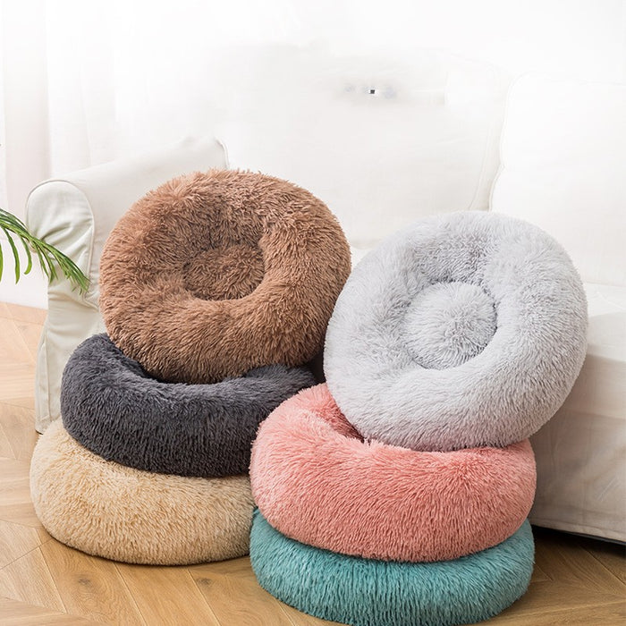 Plush Winter Dog Bed - Khaki 90cm