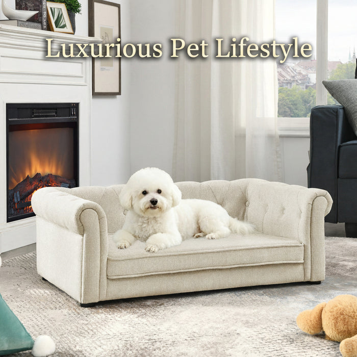 Elegant Rectangular Dog Bed - Soft Beige