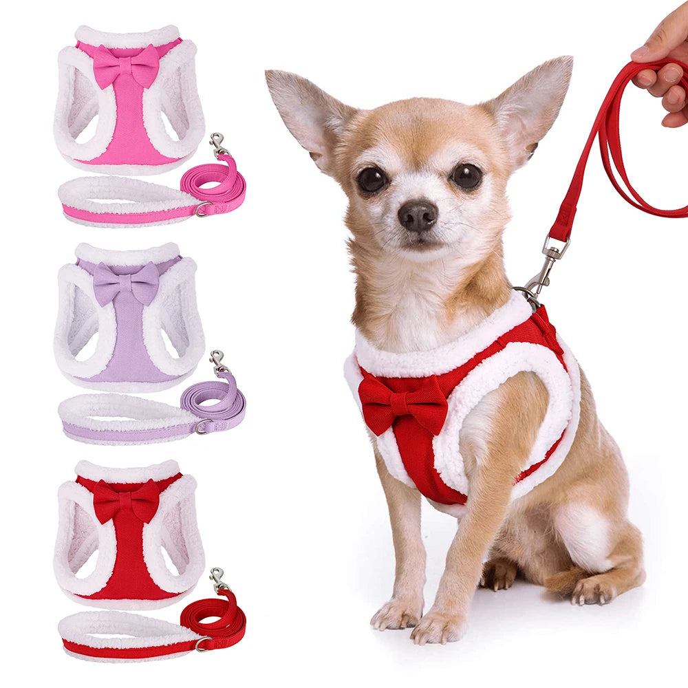 Winter Warm Fleece Dog Harness & Leash Set