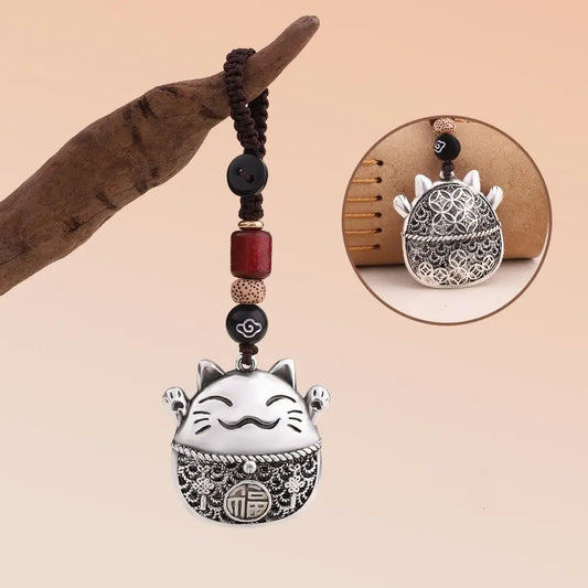 Lucky Cat Braided Rope Keychain