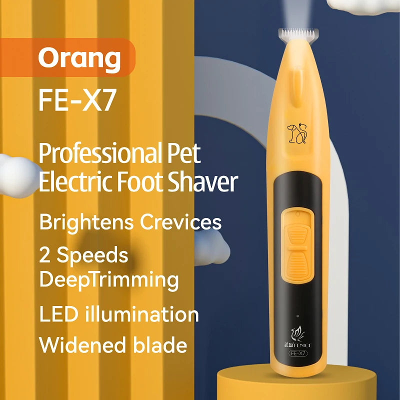 Fenice TJMX6X7 LED Pet Hair Trimmer 18mm Wide Blade for Ear/Eye/Claw/Private Parts Dog Grooming Clipper Electric Foot Shaver