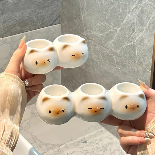 Siamese Cat Ceramic Toothbrush Holder