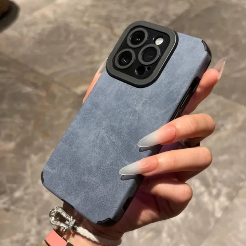 Luxury Suede Lambskin Leather Case For iPhone 17 16 15 14 Plus 13 12 11 Pro Max Camera Protection Shockproof Soft Silicone Cover