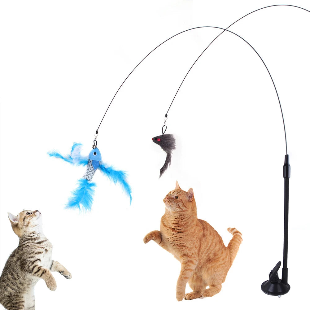 Interactive Suction Cup Cat Wand Toy