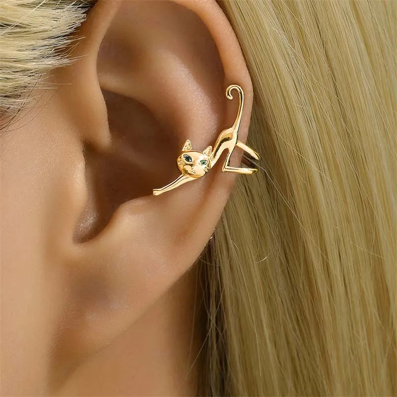 Green Eye Cat Clip-On Earring
