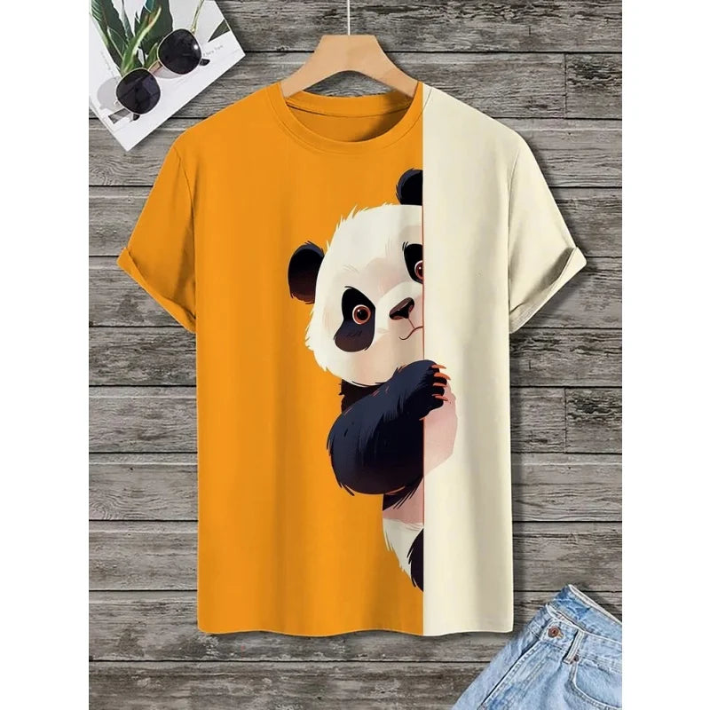 Cute Otter Cat Panda Pattern T-Shirt For Men Funny Animal 3D Printed Tees Casual Short Sleeve O-Neck Tops Street Sports T Shirts
