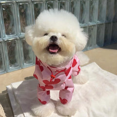 Ins multi in one waterproof heart-shaped cloud print pet raincoat Dog Model Cute Hooded Dog Clothes Mascotas Dog Costume