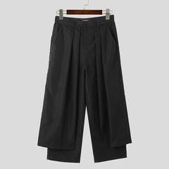 Korean Style New Men's Trousers Pleated Layered Design Pantalons Casual Fashionable Loose Wide Leg Long Pants S-5XL INCERUN 2023