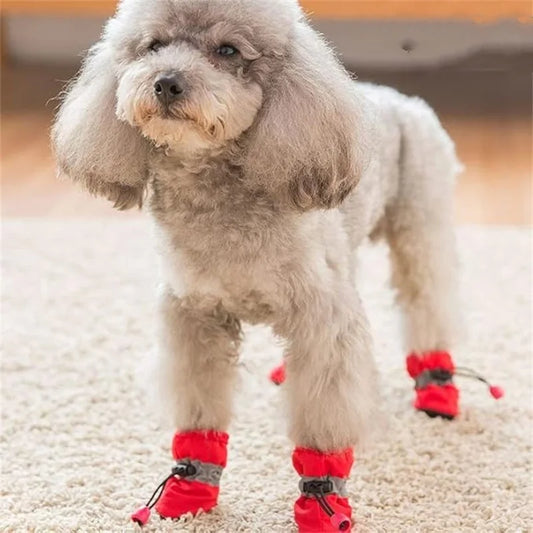 4pcs Waterproof Pet Dog Shoes Anti-slip Rain Snow Boot Thick Warm For Small Cats Dogs Puppy Dog Socks Booties