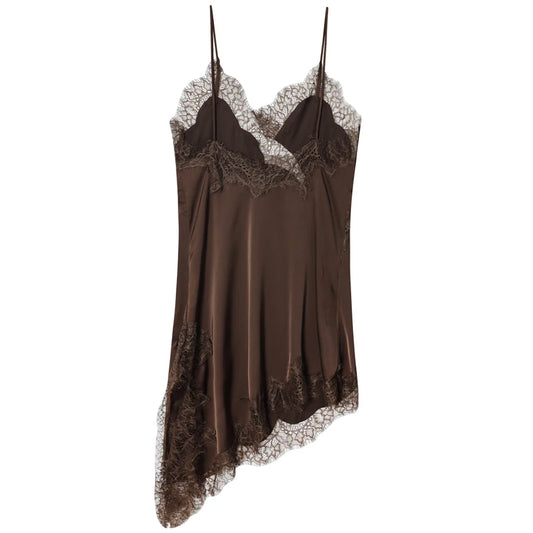 Women's Asymmetric Lace Slip Dress