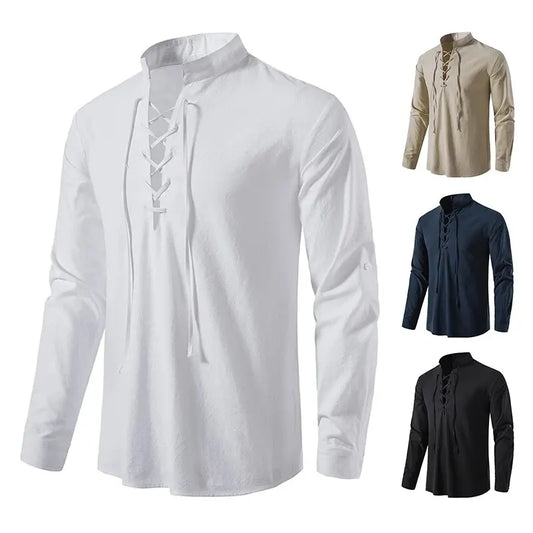 Vintage Cotton Linen V-Neck Shirt