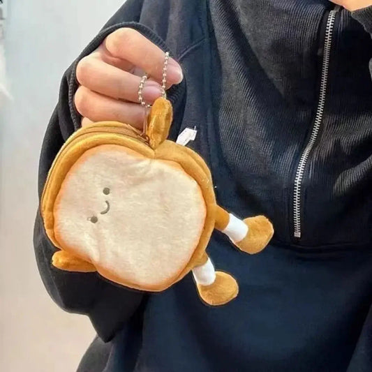 Cartoon Bread Toast Coin Purse - Lightweight Mini Storage Pouch for Coins, Earphones & Keys, Cute Small Makeup Bag as Girl Gifts