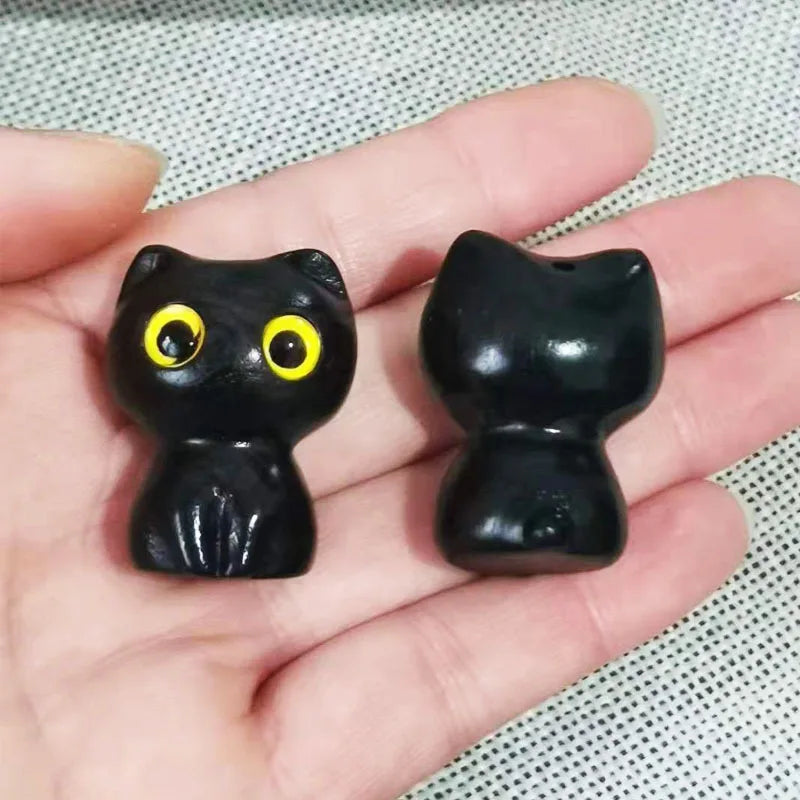 Miniature Wood Carving Cat Ornament