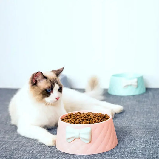 Lovely Bowknot Pet Feeding Bowl