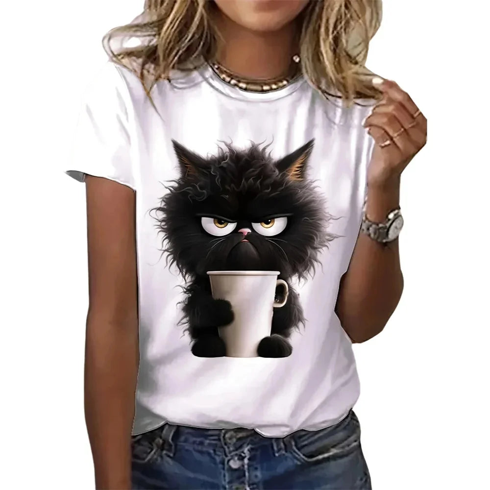 Funny Cat Print Summer T-Shirt