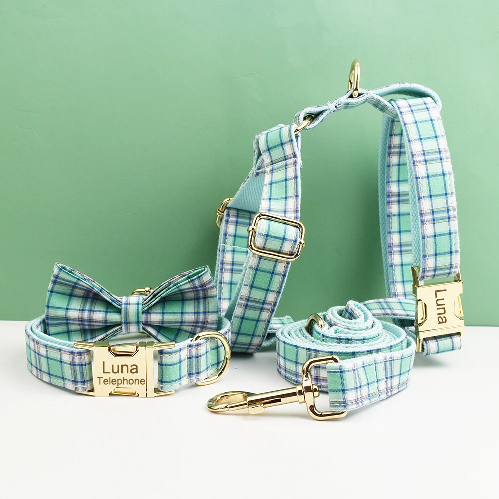 Plaid Dog Collar & Leash Set