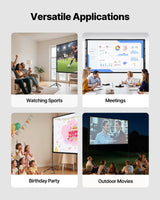 Tripod Projector Screen With 2 Stands 100 Inch 160° Wide Angle 4K HD 16:9