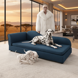 The Wave Asymmetric Linen Pet Sofa — Dark Blue