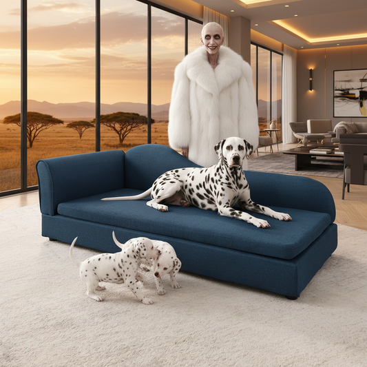 The Wave Asymmetric Linen Pet Sofa — Dark Blue
