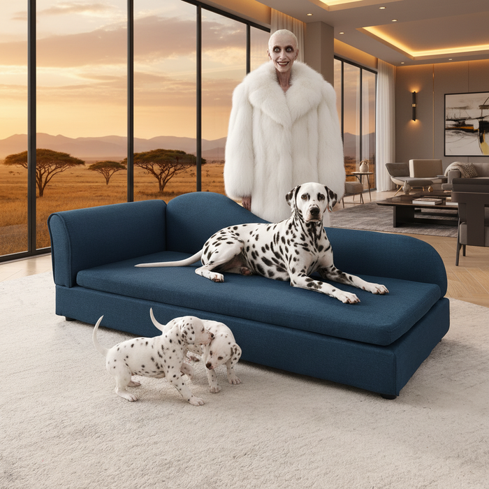 The Wave Asymmetric Linen Pet Sofa — Dark Blue