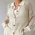 Hollow Single-breasted Lapel Oversized Knit Cardigan — view 3