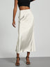 Women's Slim Fit Satin Skirt Fashion Chic Solid Long Skirt — view 5