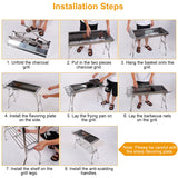 1Pc Foldable BBQ Grill For Outdoor Picnic Portable Charcoal Barbeque Grill Stainless Steel BBQ Grill For Picnic Camping Yard Cooking Fedex Shipping