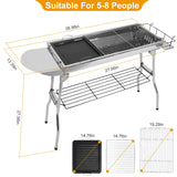 1Pc Foldable BBQ Grill For Outdoor Picnic Portable Charcoal Barbeque Grill Stainless Steel BBQ Grill For Picnic Camping Yard Cooking Fedex Shipping