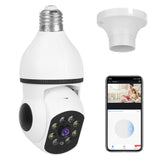 1Pc E27 WiFi Bulb Camera 1080P FHD WiFi IP Pan Tilt Security Surveillance Camera With Two-Way Audio Full Color Night Vision Flood Light Motion Tracking Siren Function APP Control