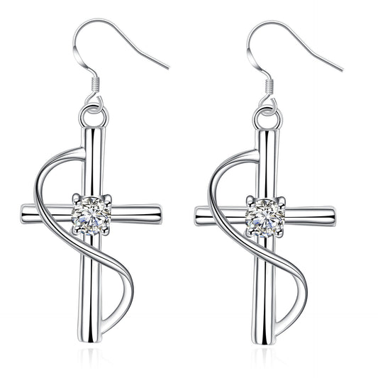 Long drop cross earrings primary
