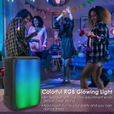 1Pc Portable Wireless Party Speaker 8in Colorful Lights DJ PA System With TWS Function FM Radio USB MMC Card Reading Aux In Recording Function Mic