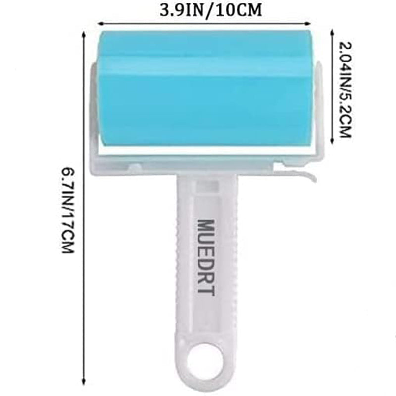 Washable touch-up roller — a compact rinseable silicone head for quick pet-hair pickup on the go.