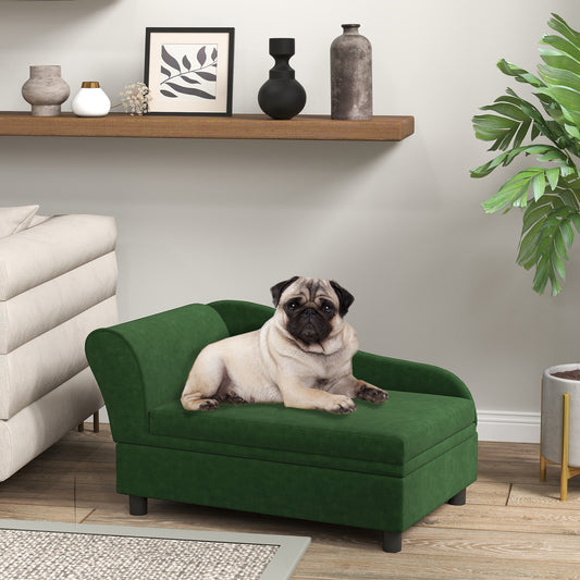 Sage green pet sofa bed with storage base