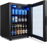 1.8 Cu Ft Beverage Refrigerator, 70 Can Mini Fridge With Glass Door, Digital Temperature Control, Adjustable Shelves, Quiet Cooler For Beer Soda Wine, Office Dorm