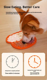 Dog using lick mat