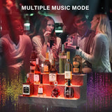 LED Lighted Liquor Bottle Display Shelf, 24 Inch Bar Display Shelf, DIY Illuminated Bottle Shelf With App & Remote Control, 3 Step Freestanding Holding Bottles For Home Bar, Party, Grey