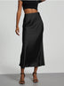 Women's Slim Fit Satin Skirt Fashion Chic Solid Long Skirt — view 3