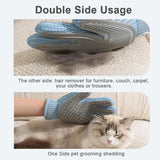 Using deshedding glove on cat