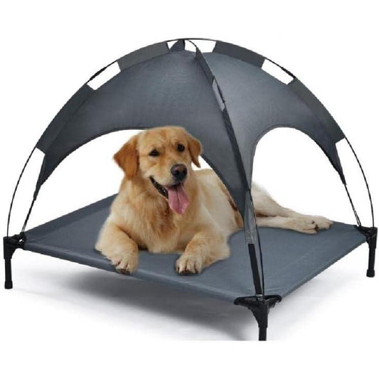Portable Dog Bed with Shade - Grey
