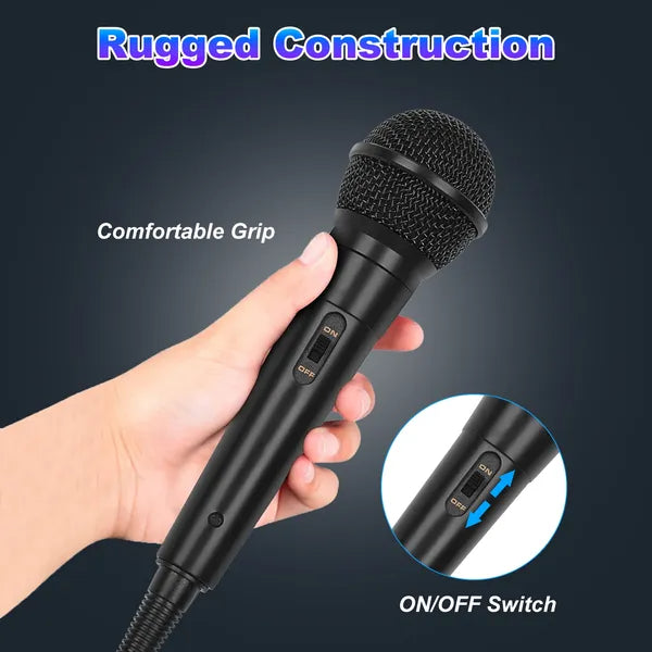 Handheld Wired Microphone Cardioid Dynamic Vocal Mic With On Off 13ft Cable 6.35 Mm Jack For Speaker Karaoke Ampilifier Mixer Professional Studio & Live Performance