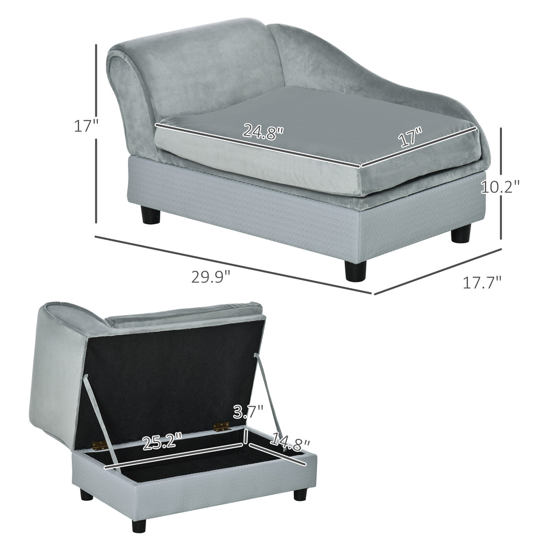 Soft Foam Dog Sofa Bed - Gray — view 2