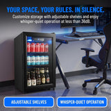 1.8 Cu Ft Beverage Refrigerator, 70 Can Mini Fridge With Glass Door, Digital Temperature Control, Adjustable Shelves, Quiet Cooler For Beer Soda Wine, Office Dorm