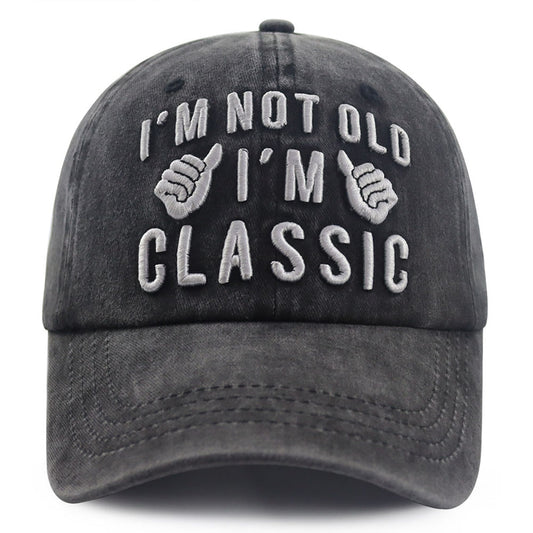 2pcs I'm Not Old I'm Classic Baseball Cap, Vintage Washed Cotton Funny Adjustable Hat For Men Women, Funny Statement Casual Hat
