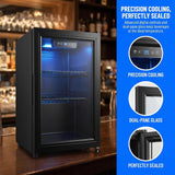 1.8 Cu Ft Beverage Refrigerator, 70 Can Mini Fridge With Glass Door, Digital Temperature Control, Adjustable Shelves, Quiet Cooler For Beer Soda Wine, Office Dorm