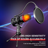 USB Microphone For Gaming And Podcast, RGB Light Small And Easy Setup