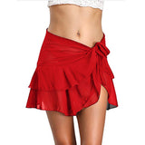 Y2k Sexy Summer Pleated Women Skirts Chiffon Beach Cover Up Sarong Wear Ruffle Wrap Beach A Line Dance Short Skirts womens 2021