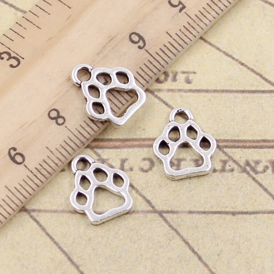 30pcs Charms Dog Paw 13x11mm Tibetan Bronze Silver Color Pendants Antique Jewelry Making DIY Handmade Craft