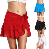 Y2k Sexy Summer Pleated Women Skirts Chiffon Beach Cover Up Sarong Wear Ruffle Wrap Beach A Line Dance Short Skirts womens 2021