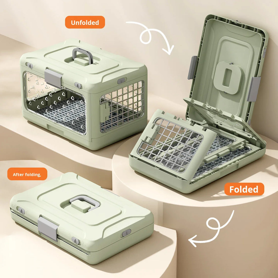 Portable Folding Pet Travel Box Model 0473 PP Material Custom Logo Breathable Design Large Capacity Cats Dogs Rabbits Small Pets
